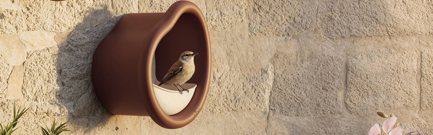 organic mangeoire pour oiseaux 25cm marron châtaigne